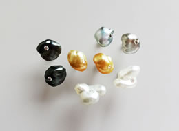 Southsea Keshi Pearl Pierced Earrings with Diamond